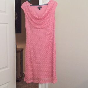 connected apparel Pink Lace Midi Dress